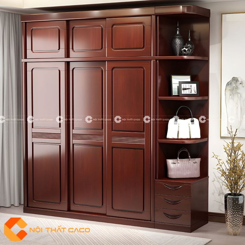 Tủ Quần Áo Gỗ Sồi Tự Nhiên Thiết Kế Sang Trọng - TATN045 