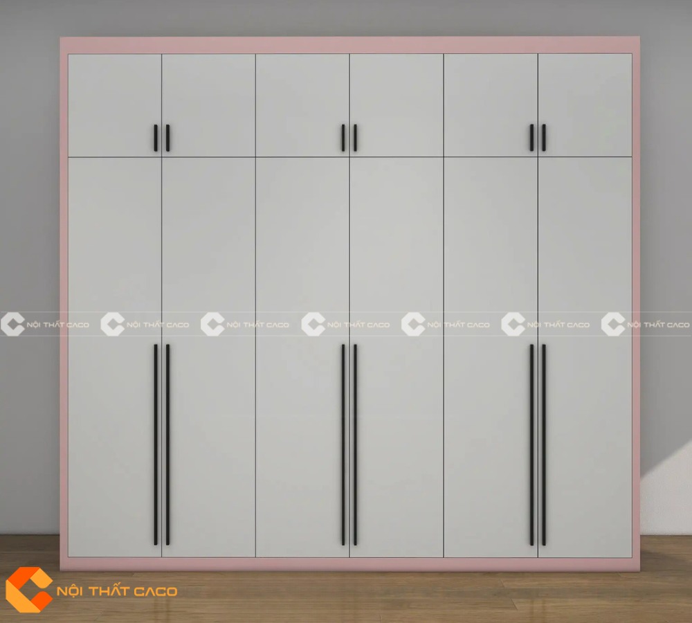 Tủ Quần Áo Tẻ Em Hiện Đại Tone Trắng Hồng Xinh Xắn - TATE036 