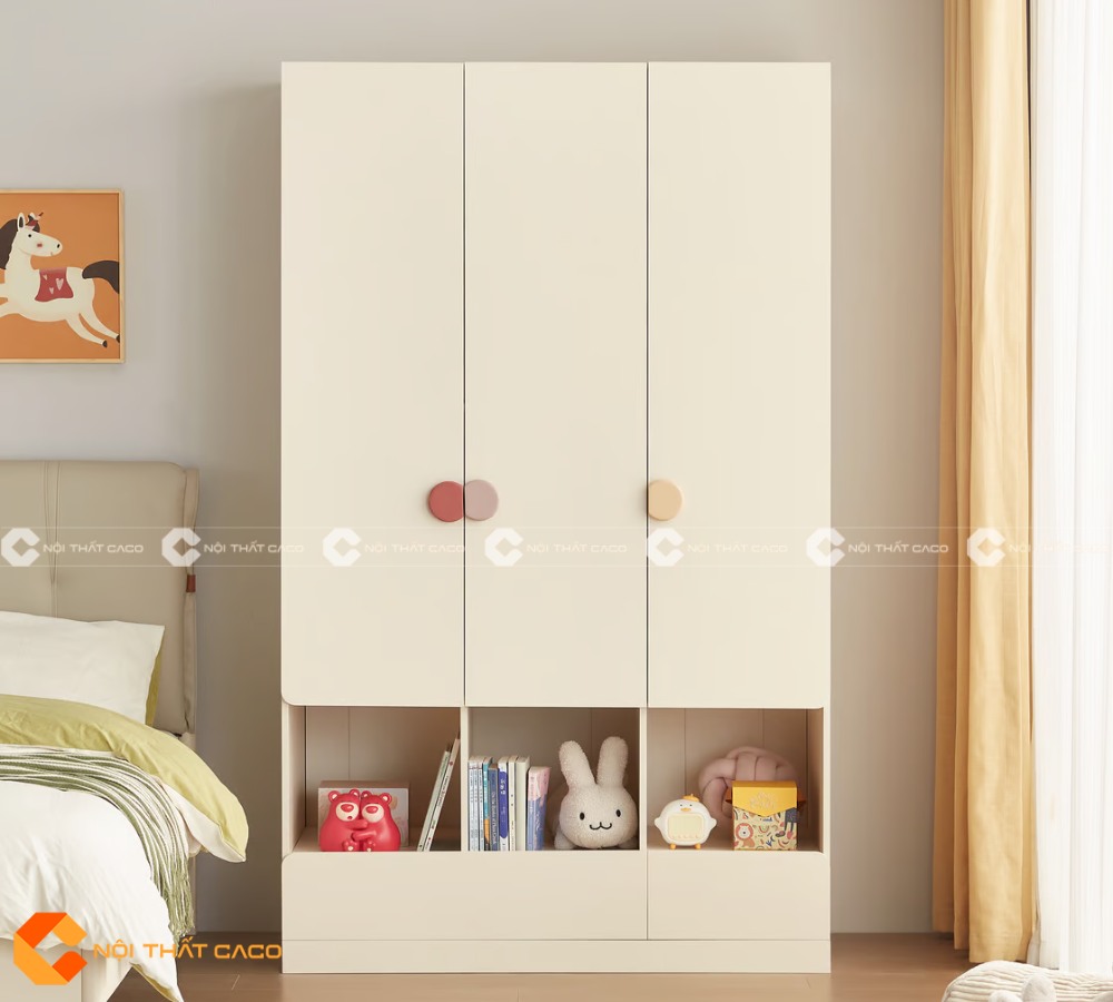 Tủ Quần Áo Trẻ Em Tone Trắng Trang Nhã Thanh Lịch - TATE056 
