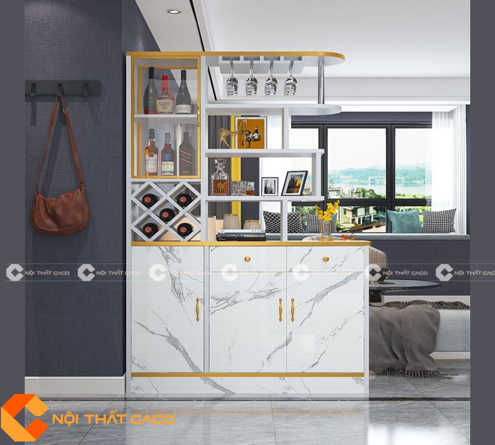 Tủ Rượu Gỗ MDF Phối Vân Đá Phong Cách Hiện Đại - TR060  